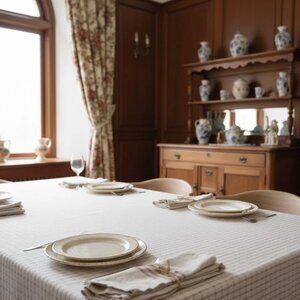 White Linen TableCloth - 70 x 56 INCHES